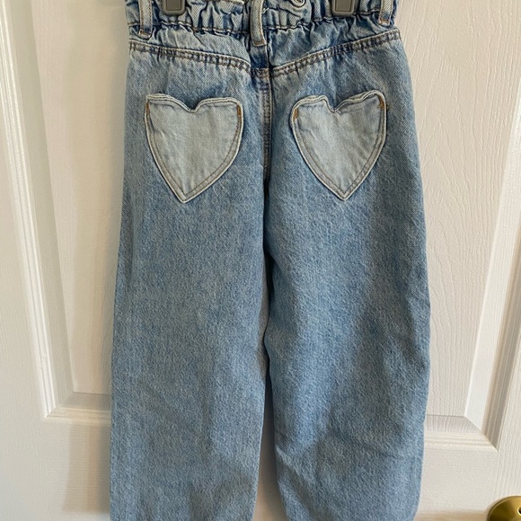 Zara kids heart pocket wide leg Classic Blue Denim Jeans 5-6 years - Picture 3 of 3